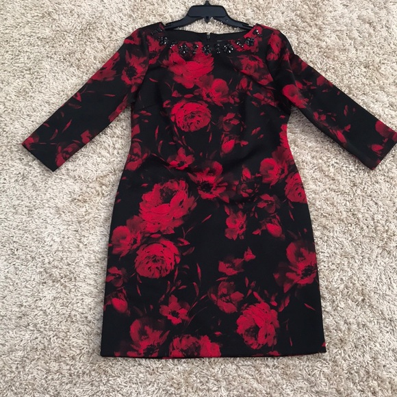 Black and Red Floral Dress - Picture 1 of 2